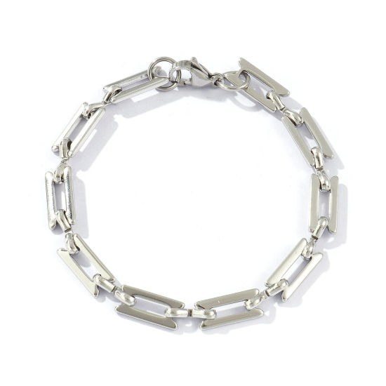 Picture of 1 Piece Eco-friendly Dainty Exquisite Silver Tone 304 Stainless Steel Handmade Link Chain Bracelets For Women Gift 20cm(7.9") long