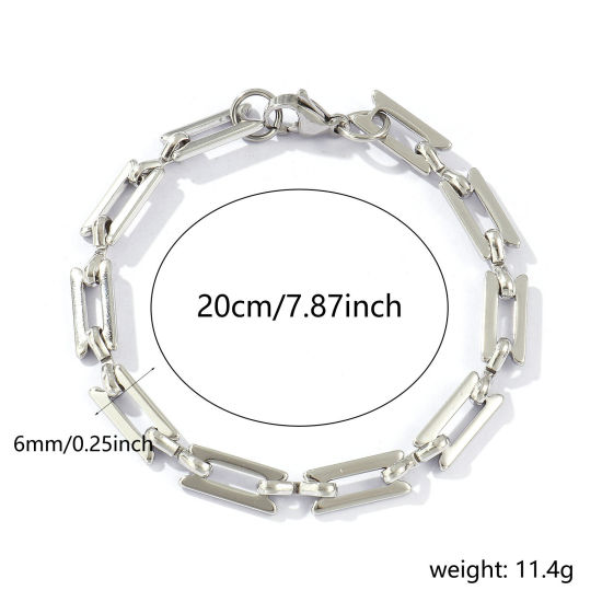 Picture of 1 Piece Eco-friendly Dainty Exquisite Silver Tone 304 Stainless Steel Handmade Link Chain Bracelets For Women Gift 20cm(7.9") long