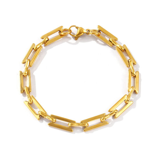 Picture of 1 Piece Eco-friendly PVD Vacuum Plating Dainty Exquisite 18K Real Gold Plated 304 Stainless Steel Handmade Link Chain Bracelets For Women Gift 20cm(7.9") long