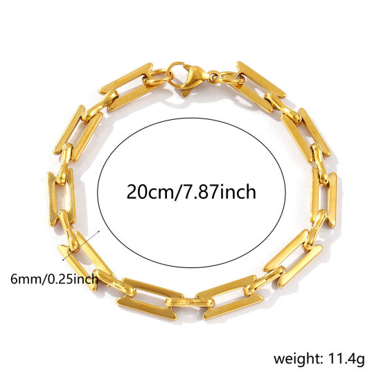 Picture of 1 Piece Eco-friendly PVD Vacuum Plating Dainty Exquisite 18K Real Gold Plated 304 Stainless Steel Handmade Link Chain Bracelets For Women Gift 20cm(7.9") long