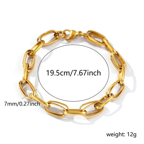Изображение 1 Piece Eco-friendly PVD Vacuum Plating Dainty Exquisite 18K Real Gold Plated 304 Stainless Steel Handmade Link Chain Bracelets For Women Gift 19.5cm(7 5/8") long