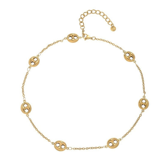 Image de 1 Piece 18K Real Gold Plated Pig Nose Necklace, 304 Stainless Steel 40cm(15.7") + 5cm(2"), For Women, Stylish Exquisite Gift, Vacuum Plating