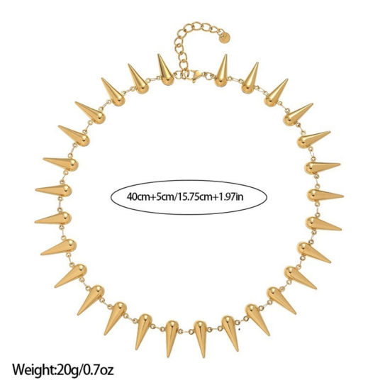 Image de 1 Piece 18K Real Gold Plated Cone Necklace, 304 Stainless Steel 40cm(15.7") + 5cm(2"), For Women, Stylish Exquisite Gift, Vacuum Plating