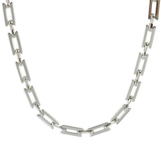 Изображение 1 ШТ Серебряный Тон Ручной Работы Цепь Ожерелья, 304 Нержавеющая Сталь 40см + 5см, Размер цепи: 6.5мм, Для женщин, Простой & повседневный Изысканный подарок, Экологичный