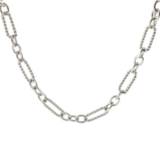 Изображение 1 ШТ Серебряный Тон Ручной Работы Цепь Ожерелья, 304 Нержавеющая Сталь 40см + 5см, Размер цепи: 7.5мм, Для женщин, Простой & повседневный Изысканный подарок, Экологичный