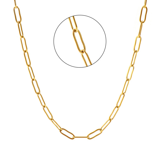 Imagen de Plano Collares Al Por Mayor, Catena di Fermagli 18K Oro Real Chapado 304 Acero Inoxidable, Unisex PVD Ecológico Impermeable Antioxidante Hipoalergénico Elegante Minimalista Regalo Joyería Para Minorista, 40cm + 5cm longitud, Tamaño de la Cadena: 12x4mm, 1 Unidad