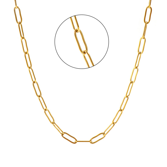 Imagen de Plano Collares Al Por Mayor, Catena di Fermagli 18K Oro Real Chapado 304 Acero Inoxidable, Unisex PVD Ecológico Impermeable Antioxidante Hipoalergénico Elegante Minimalista Regalo Joyería Para Minorista, 45cm + 5cm longitud, Tamaño de la Cadena: 12x4mm, 1 Unidad
