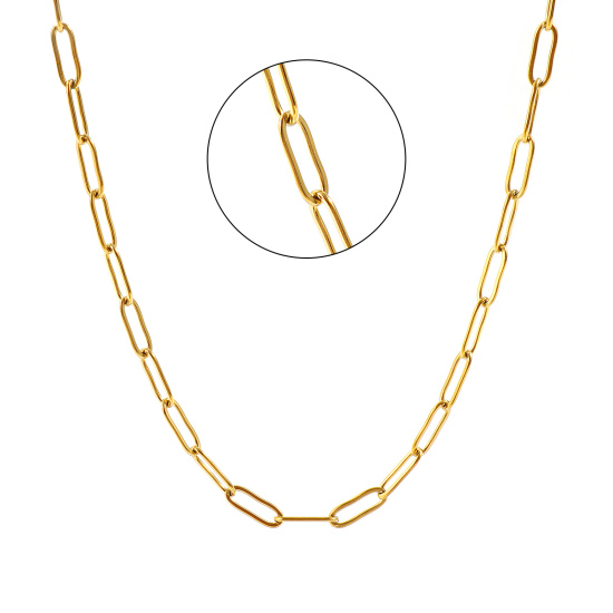 Imagen de Plano Collares Al Por Mayor, Catena di Fermagli 18K Oro Real Chapado 304 Acero Inoxidable, Unisex PVD Ecológico Impermeable Antioxidante Hipoalergénico Elegante Minimalista Regalo Joyería Para Minorista, 50cm + 5cm longitud, Tamaño de la Cadena: 12x4mm, 1 Unidad