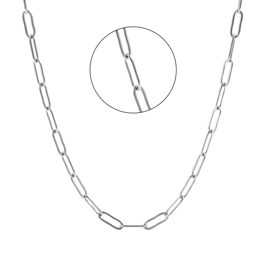 Imagen de Plano Collares Al Por Mayor, Catena di Fermagli Tono de Plata 304 Acero Inoxidable, Unisex Respetuoso del Medio Ambiente Elegante Minimalista Regalo Joyería Para Minorista, 40cm + 5cm longitud, Tamaño de la Cadena: 12x4mm, 1 Unidad