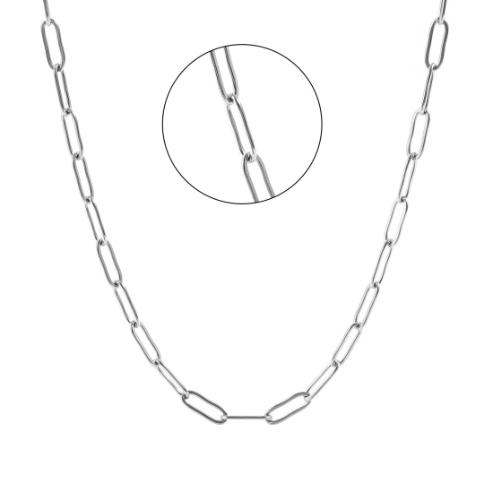 Imagen de Plano Collares Al Por Mayor, Catena di Fermagli Tono de Plata 304 Acero Inoxidable, Unisex Respetuoso del Medio Ambiente Elegante Minimalista Regalo Joyería Para Minorista, 45cm + 5cm longitud, Tamaño de la Cadena: 12x4mm, 1 Unidad