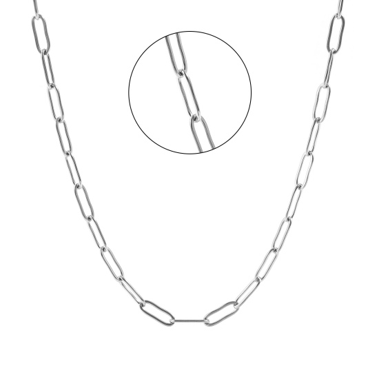 Imagen de Plano Collares Al Por Mayor, Catena di Fermagli Tono de Plata 304 Acero Inoxidable, Unisex Respetuoso del Medio Ambiente Elegante Minimalista Regalo Joyería Para Minorista, 50cm + 5cm longitud, Tamaño de la Cadena: 12x4mm, 1 Unidad