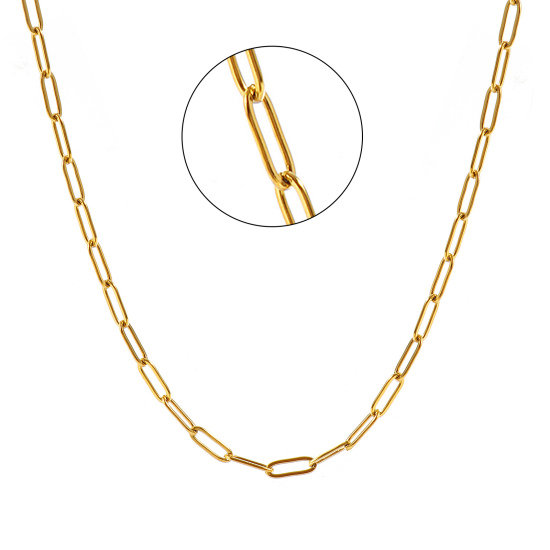 Imagen de Plano Collares Al Por Mayor, Catena di Fermagli 18K Oro Real Chapado 304 Acero Inoxidable, Unisex PVD Ecológico Impermeable Antioxidante Hipoalergénico Elegante Minimalista Regalo Joyería Para Minorista, 40cm + 5cm longitud, Tamaño de la Cadena: 9x3mm, 1 Unidad