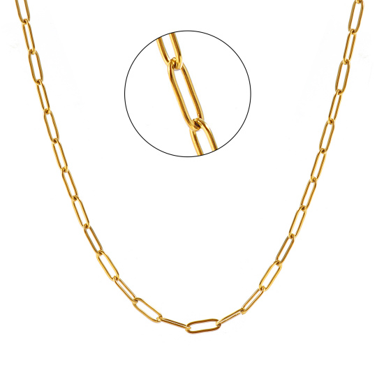 Imagen de Plano Collares Al Por Mayor, Catena di Fermagli 18K Oro Real Chapado 304 Acero Inoxidable, Unisex PVD Ecológico Impermeable Antioxidante Hipoalergénico Elegante Minimalista Regalo Joyería Para Minorista, 45cm + 5cm longitud, Tamaño de la Cadena: 9x3mm, 1 Unidad