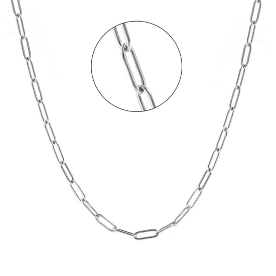 Imagen de Plano Collares Al Por Mayor, Catena di Fermagli Tono de Plata 304 Acero Inoxidable, Unisex Respetuoso del Medio Ambiente Elegante Minimalista Regalo Joyería Para Minorista, 45cm + 5cm longitud, Tamaño de la Cadena: 9x3mm, 1 Unidad