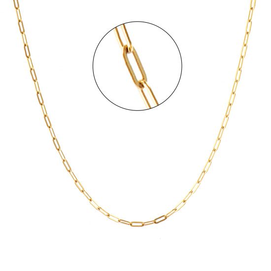 Imagen de Plano Collares Al Por Mayor, Catena di Fermagli 18K Oro Real Chapado 304 Acero Inoxidable, Unisex PVD Ecológico Impermeable Antioxidante Hipoalergénico Elegante Minimalista Regalo Joyería Para Minorista, 40cm + 5cm longitud, Tamaño de la Cadena: 5x2mm, 1 Unidad