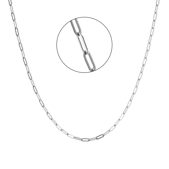 Imagen de Plano Collares Al Por Mayor, Catena di Fermagli Tono de Plata 304 Acero Inoxidable, Unisex Respetuoso del Medio Ambiente Elegante Minimalista Regalo Joyería Para Minorista, 40cm + 5cm longitud, Tamaño de la Cadena: 5x2mm, 1 Unidad