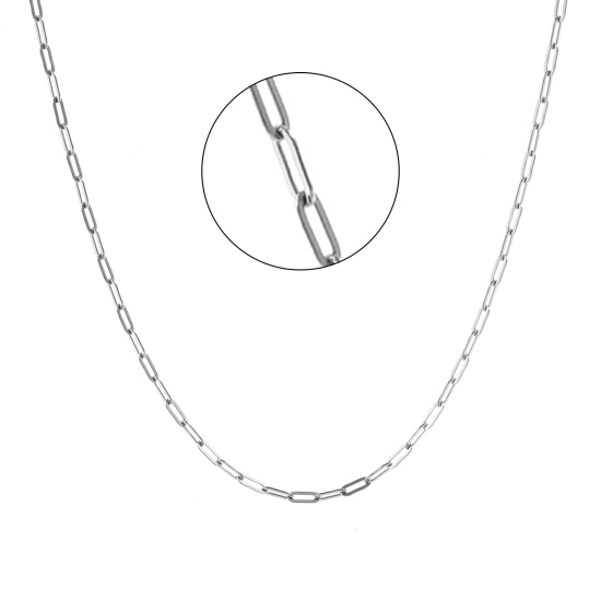 Imagen de Plano Collares Al Por Mayor, Catena di Fermagli Tono de Plata 304 Acero Inoxidable, Unisex Respetuoso del Medio Ambiente Elegante Minimalista Regalo Joyería Para Minorista, 50cm + 5cm longitud, Tamaño de la Cadena: 5x2mm, 1 Unidad