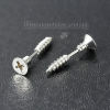 Picture of Double Sided Ear Post Stud Earrings Silver Tone Screw 24mm(1") x 8mm( 3/8"), Post/ Wire Size: (21 gauge), 1 Piece