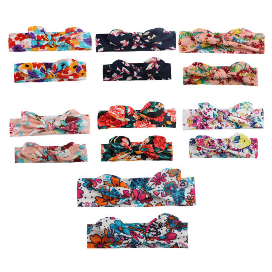 Picture of Headband Bowknot Multicolor Flower Leaves Pattern 23cm 19cm Dia., 1 Set ( 2 PCs/Set)