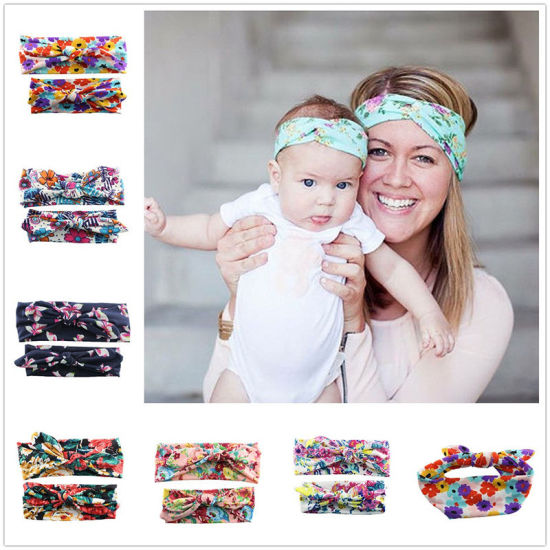 Picture of Headband Bowknot Multicolor Flower Leaves Pattern 23cm 19cm Dia., 1 Set ( 2 PCs/Set)