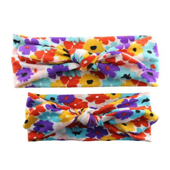 Picture of Headband Bowknot Multicolor Flower Leaves Pattern 23cm 19cm Dia., 1 Set ( 2 PCs/Set)