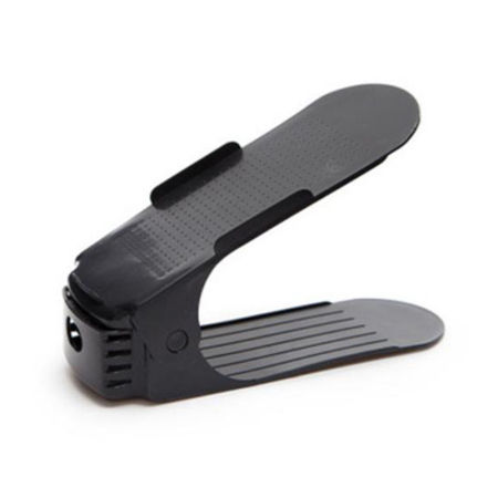 Immagine di Plastic Adjustable Shoe Holder Rack Organizer Storage Black 25cm(9 7/8") x 9.3cm(3 5/8"), 1 Piece