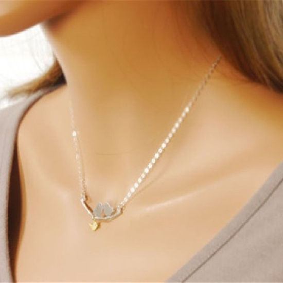 Immagine di Lega di Zinco Collana Oro Placcato & Tono Argento Madre Uccello 53cm Lunghezza, 1 Pz