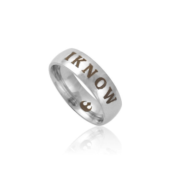Bild von Edelstahl Uneinstellbar Ring Silberfarbe Rund " I KNOW " 17.5mm（US Größe:7.25), 1 Stück