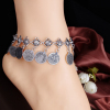 Picture of Zinc Based Alloy Anklet Antique Silver Color Round Carved Pattern 20cm(7 7/8") long, 1 Piece