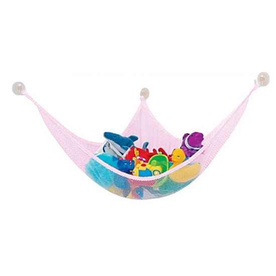 Image de 1 Pièce Hamac en Filet de Rangement pour Jouets d'Enfants en Polyester Rose 130cm x 90cm