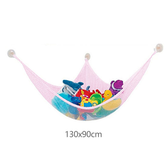 Image de 1 Pièce Hamac en Filet de Rangement pour Jouets d'Enfants en Polyester Rose 130cm x 90cm