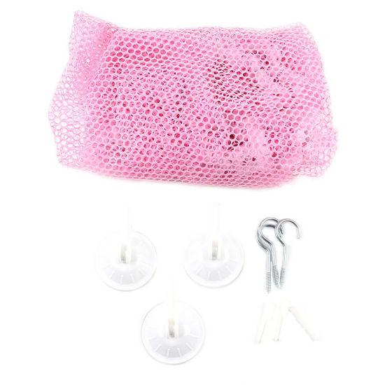 Image de 1 Pièce Hamac en Filet de Rangement pour Jouets d'Enfants en Polyester Rose 130cm x 90cm