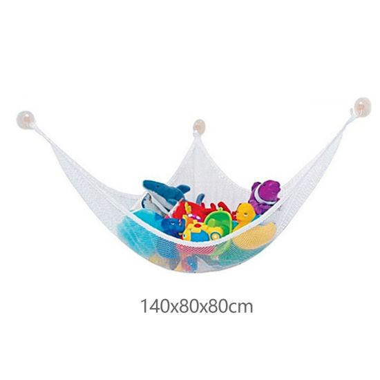 Image de 1 Pièce Hamac en Filet de Rangement pour Jouets d'Enfants en Polyester Blanc 140cm x 80cm