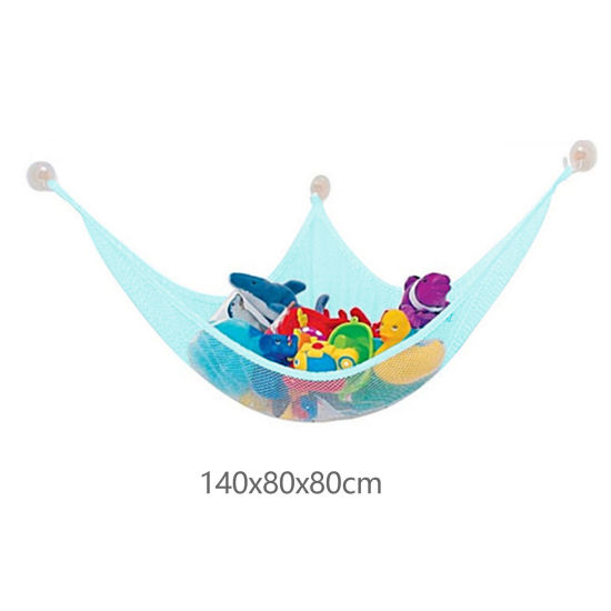 Image de 1 Pièce Hamac en Filet de Rangement pour Jouets d'Enfants en Polyester Bleu 140cm x 80cm