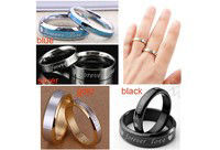 Picture of Stainless Steel Unadjustable Rings Black Heart " Forever Love " 16.5mm(US Size 6), 1 Piece