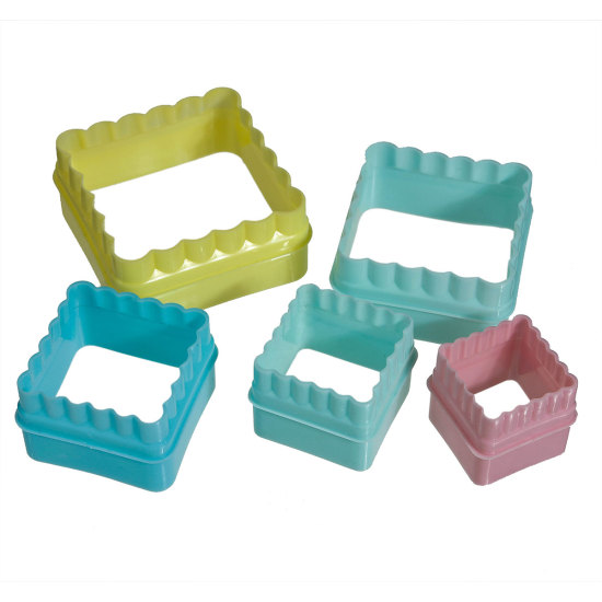 Изображение Plastic Baking Tools Cookie Cake Mold At Random Mixed Square 8cm x8cm(3 1/8" x3 1/8") - 4cm x4cm(1 5/8" x1 5/8"), 1 Set(5 PCs/Set)