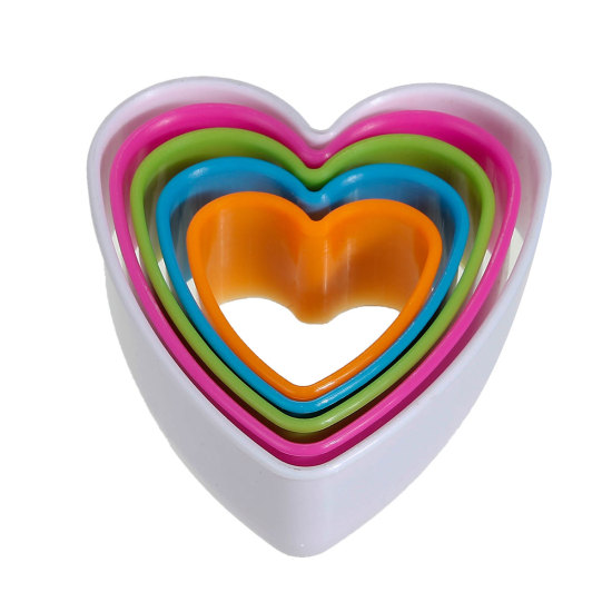 Изображение Plastic Baking Tools Cookie Cake Mold Heart At Random Mixed 9.5cm x9cm(3 6/8" x3 4/8") - 4.9cm x4.7cm(1 7/8" x1 7/8"), 1 Set(5 PCs/Set)