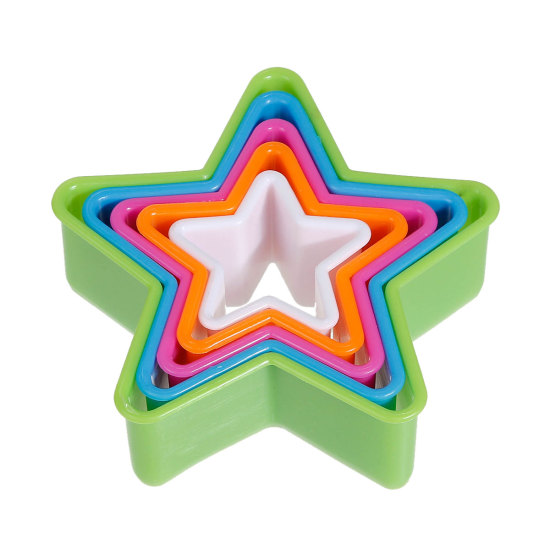 Изображение Plastic Baking Tools Cookie Cake Mold Pentagram Star At Random Mixed 10cm x9.2cm(3 7/8" x3 5/8") - 4.4cm x4.2cm(1 6/8" x1 5/8"), 1 Set(5 PCs/Set)