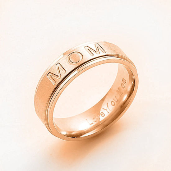 Imagen de Acero Inoxidable No Ajustable Anillos Chapado en Oro Ronda Dad 19.9mm (US Size 10), 1 Unidad