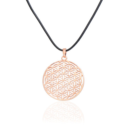 Bild von Zinklegierung Lebensblume Halskette Rosegold Rund 48cm lang, 1 Strang