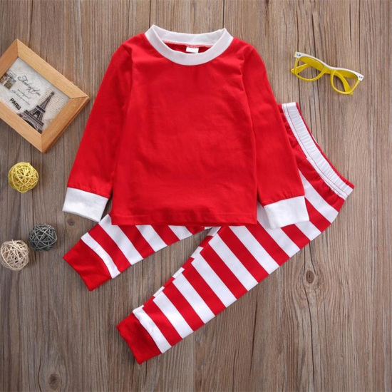 Image de Vêtements de Nuit Ensemble de Pyjama Famille Noël en Coton Rouge Rayées Pour Femmes Taille XL, 1 Kit