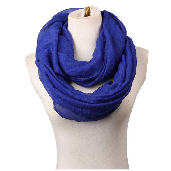 Picture of Polyester Neck Warmer Scarf Rectangle Royal Blue 180cm x80cm(70 7/8" x31 4/8"), 1 Piece