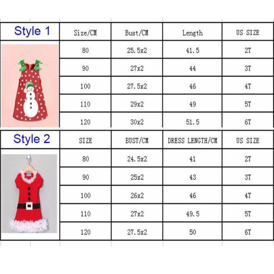 Изображение 1 Piece Cotton Children Kids Dress Christmas Snowman Bowknot Red 80cm