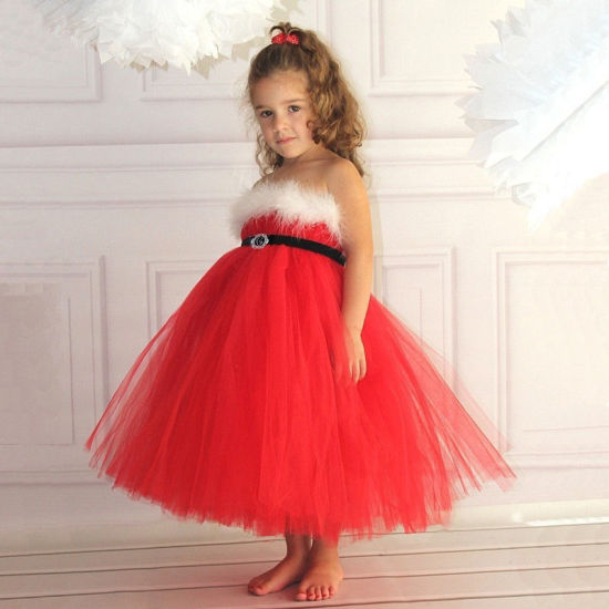 Picture of 44cm Polyester Children Kids Dress Christmas Santa Claus Red For 2-3 Years Baby 1 Piece