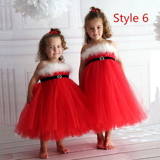 Picture of 46cm Polyester Children Kids Dress Christmas Santa Claus Red For 3-4 Years Baby 1 Piece