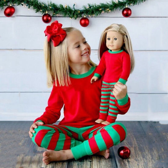 Image de Ensemble de Pyjamas Assortis en Coton pour la Famille de Noël à Rayures Rouges pour Hommes Taille L, 1 Kit