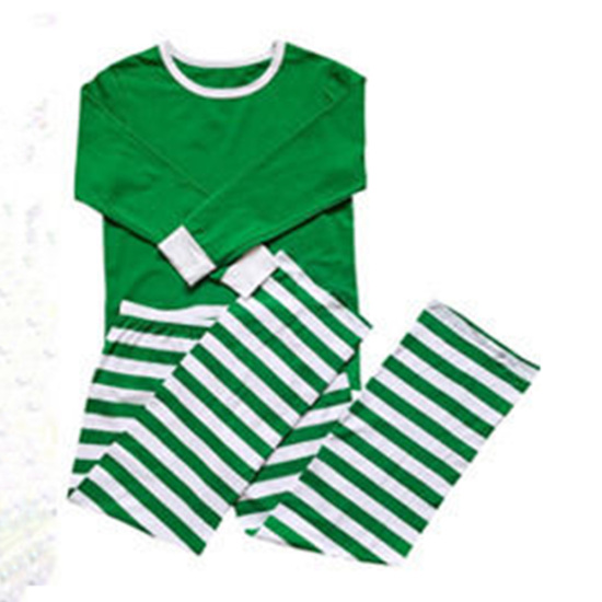 Picture of Cotton Christmas Family Matching Sleepwear Nightwear Pajamas Set Green Stripe For Kids 6T, 1 Set