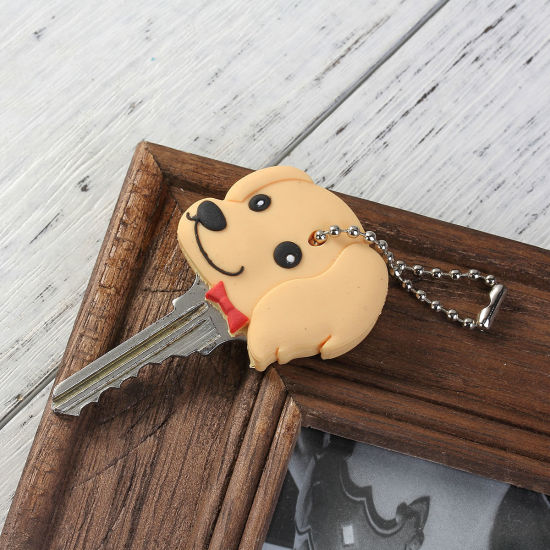 Picture of PVC Cute Rabbit Pet Dog Cat Key Cover Cap Rubber Pug Key Chain