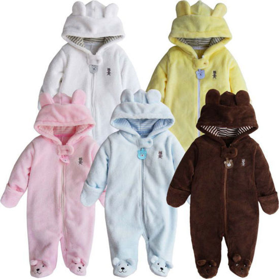 Picture of 56cm Cotton Cute Baby Infant Romper Jumpsuit Bear Animal White 1 Piece