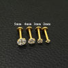 Picture of Stainless Steel Ear Post Stud Earrings Gold Plated Round Clear Rhinestone 11mm x 3mm, Post/ Wire Size: 1.4mm, 1 Piece